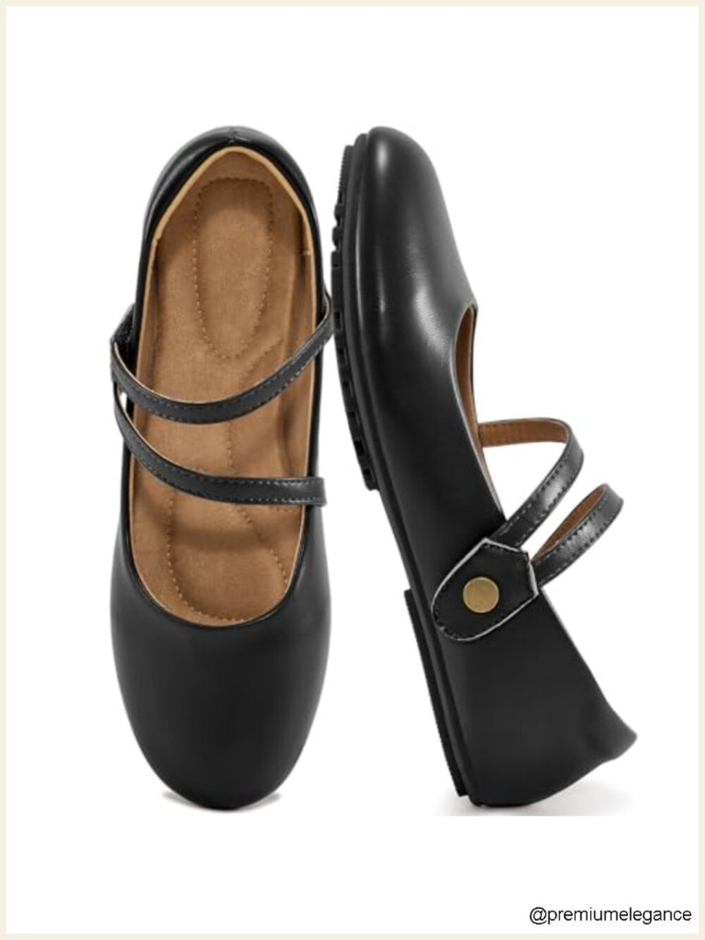 Women's Mary Jane Flats Round Toe Ballet Shoes with Adjustable Straps
